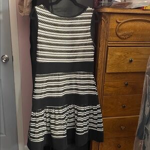 Taylor Black and White Patterned Mini Dress